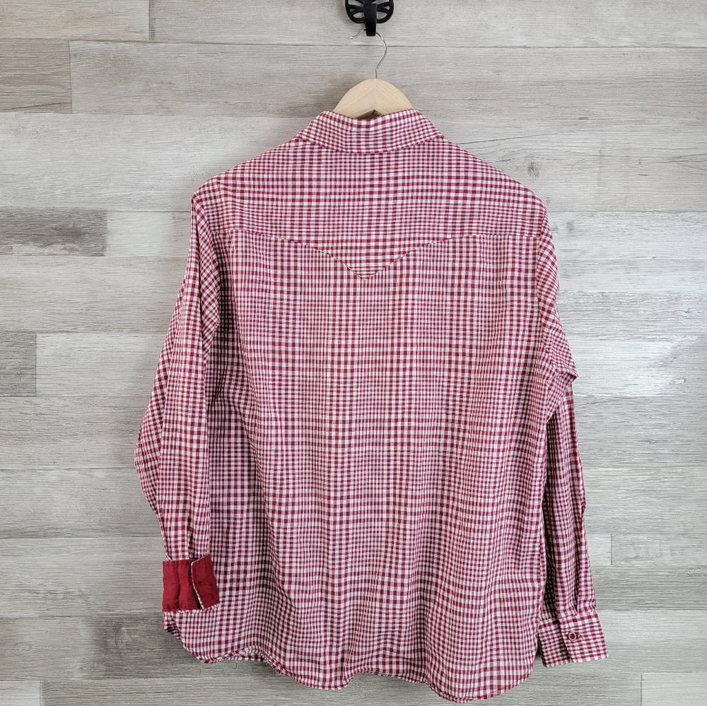Vintage 80s Fenton Red Plaid Western Button Down Women's Shirt Size 15/16 - Picture 13 of 14